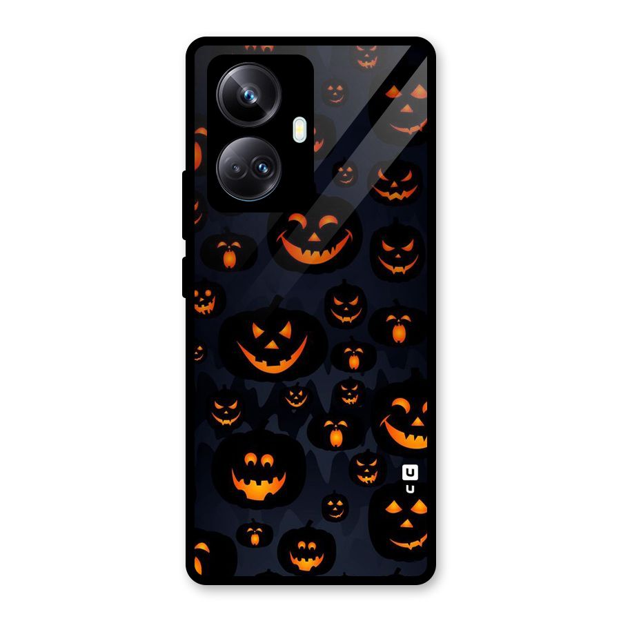 Pumpkin Smile Pattern Glass Back Case for Realme 10 Pro Plus