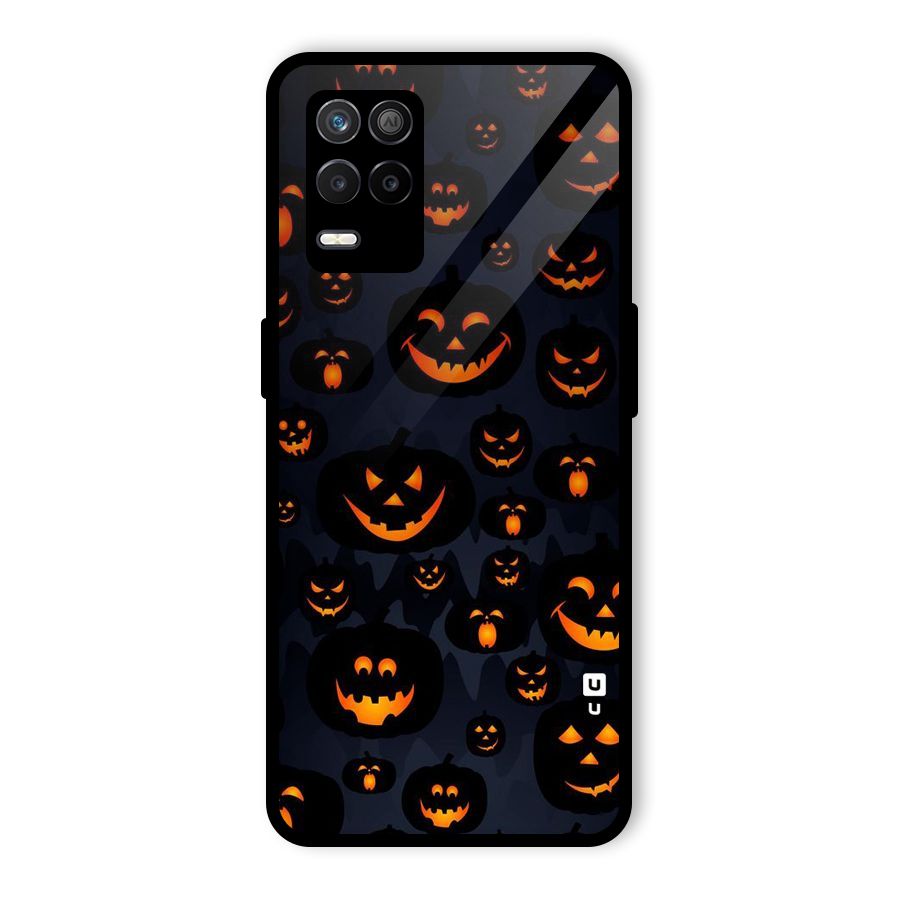 Pumpkin Smile Pattern Glass Back Case for Realme 8 5G