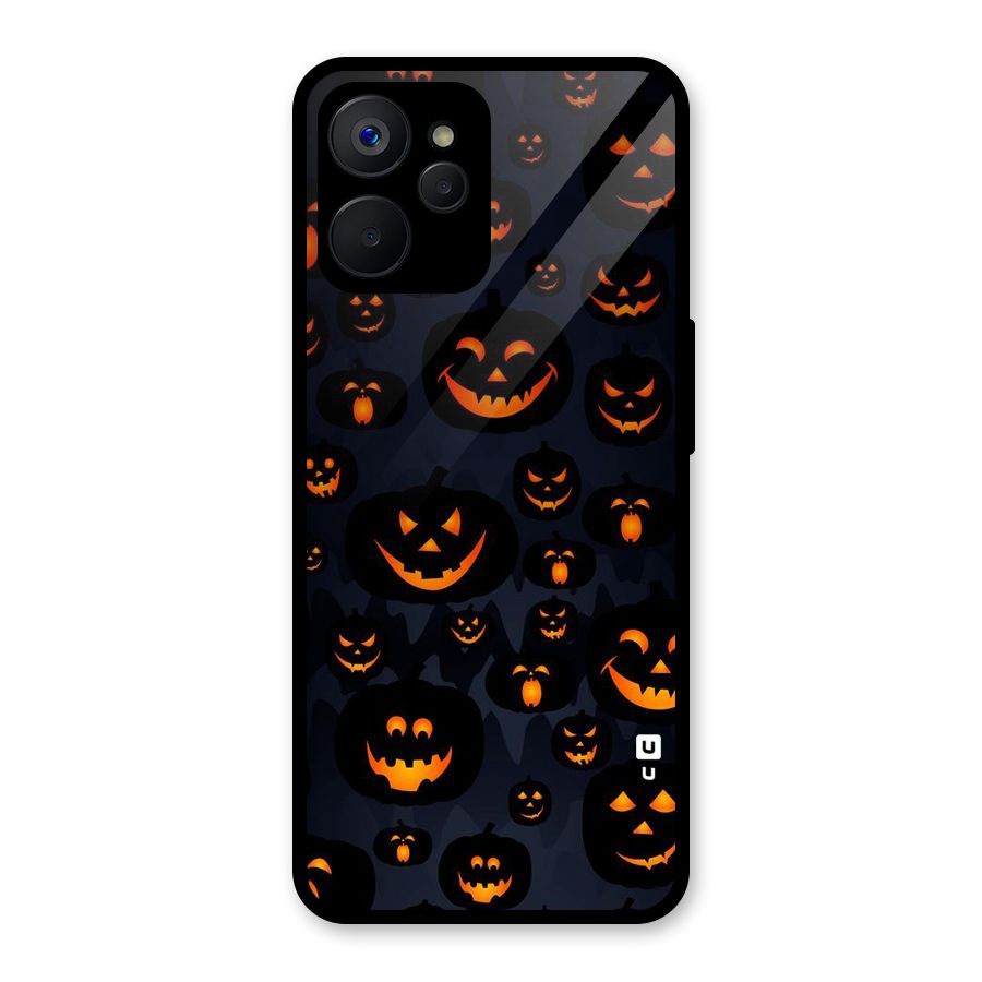 Pumpkin Smile Pattern Glass Back Case for Realme 9i 5G