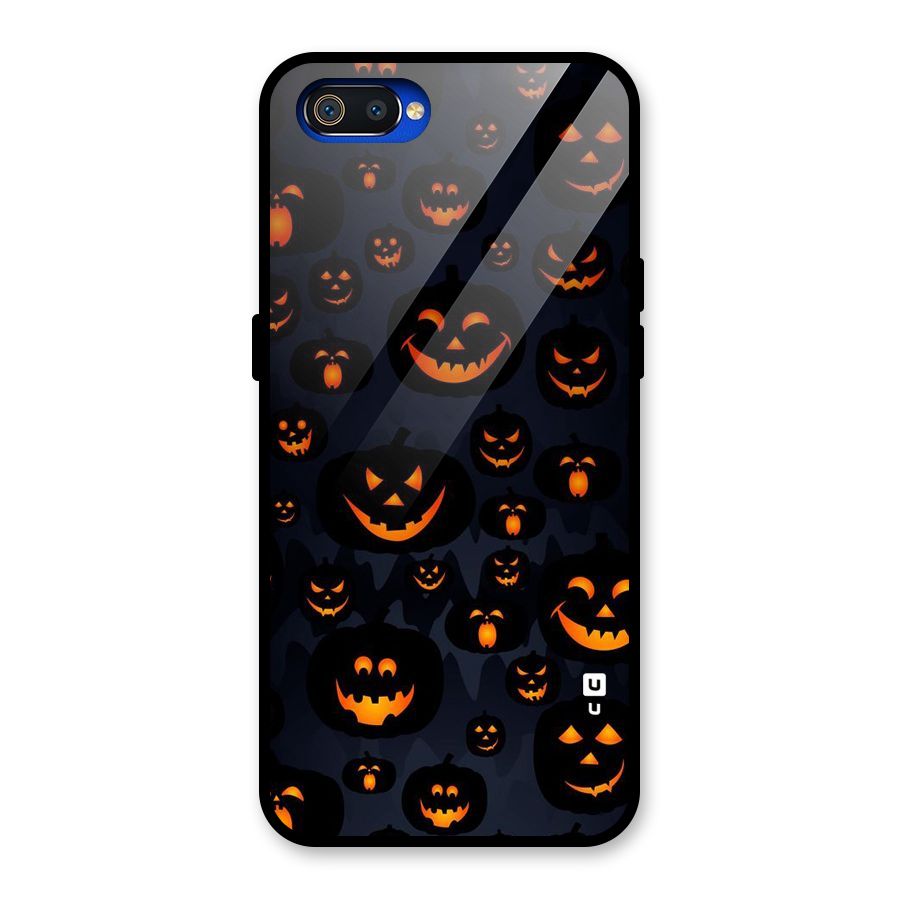 Pumpkin Smile Pattern Glass Back Case for Realme C2