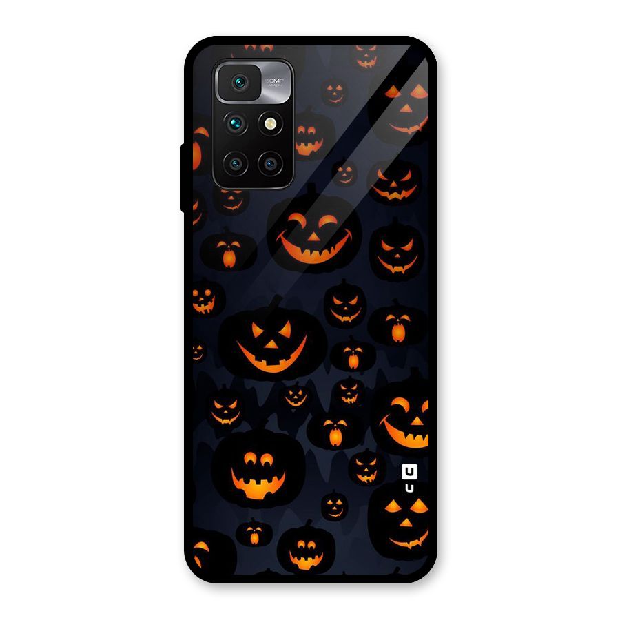 Pumpkin Smile Pattern Glass Back Case for Redmi 10 Prime