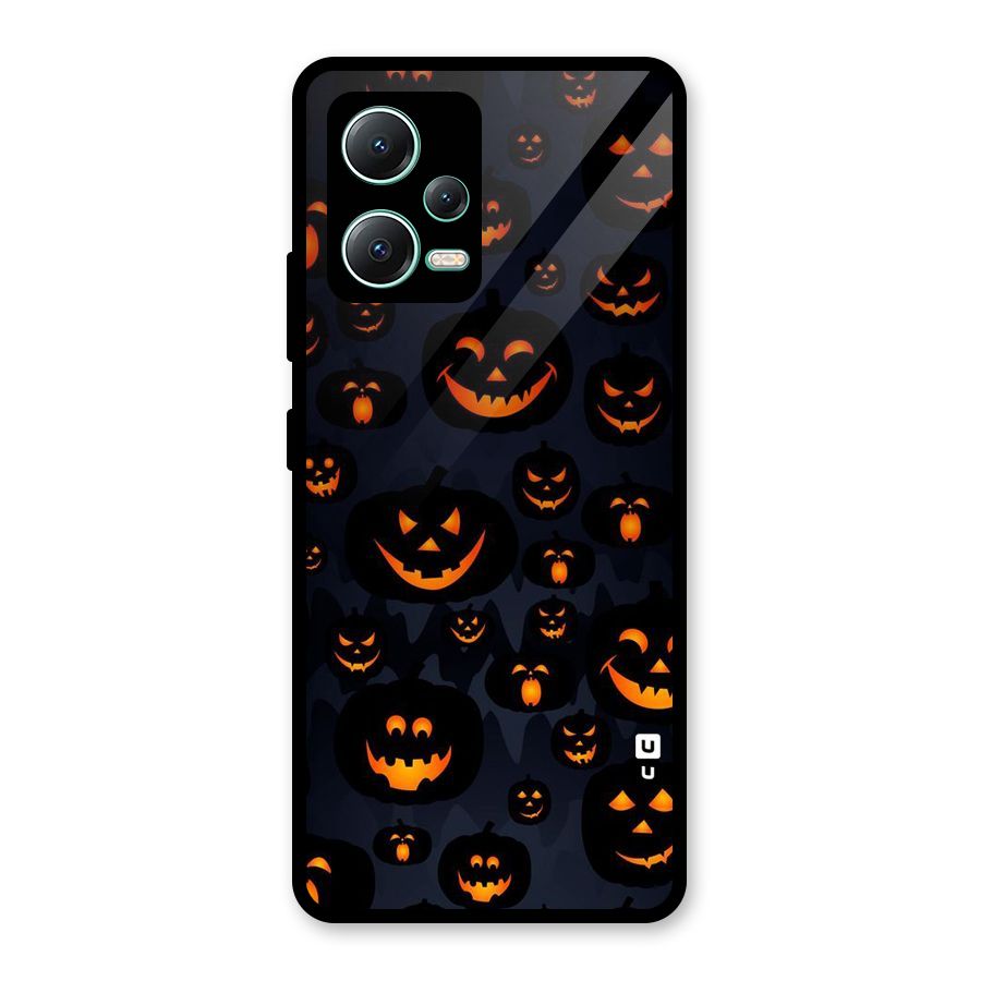 Pumpkin Smile Pattern Glass Back Case for Redmi Note 12 5G