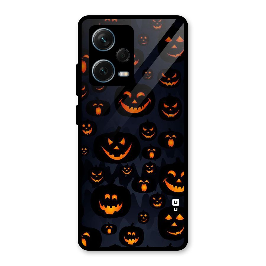 Pumpkin Smile Pattern Glass Back Case for Redmi Note 12 Pro Plus 5G