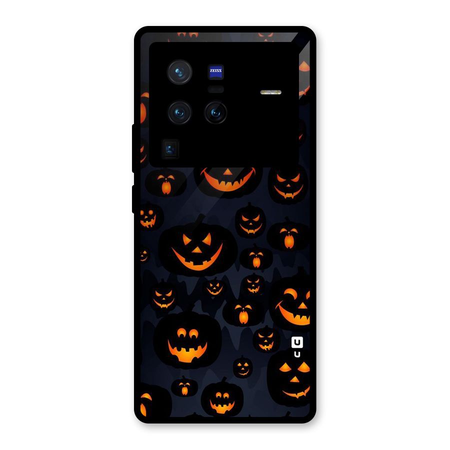 Pumpkin Smile Pattern Glass Back Case for Vivo X80 Pro