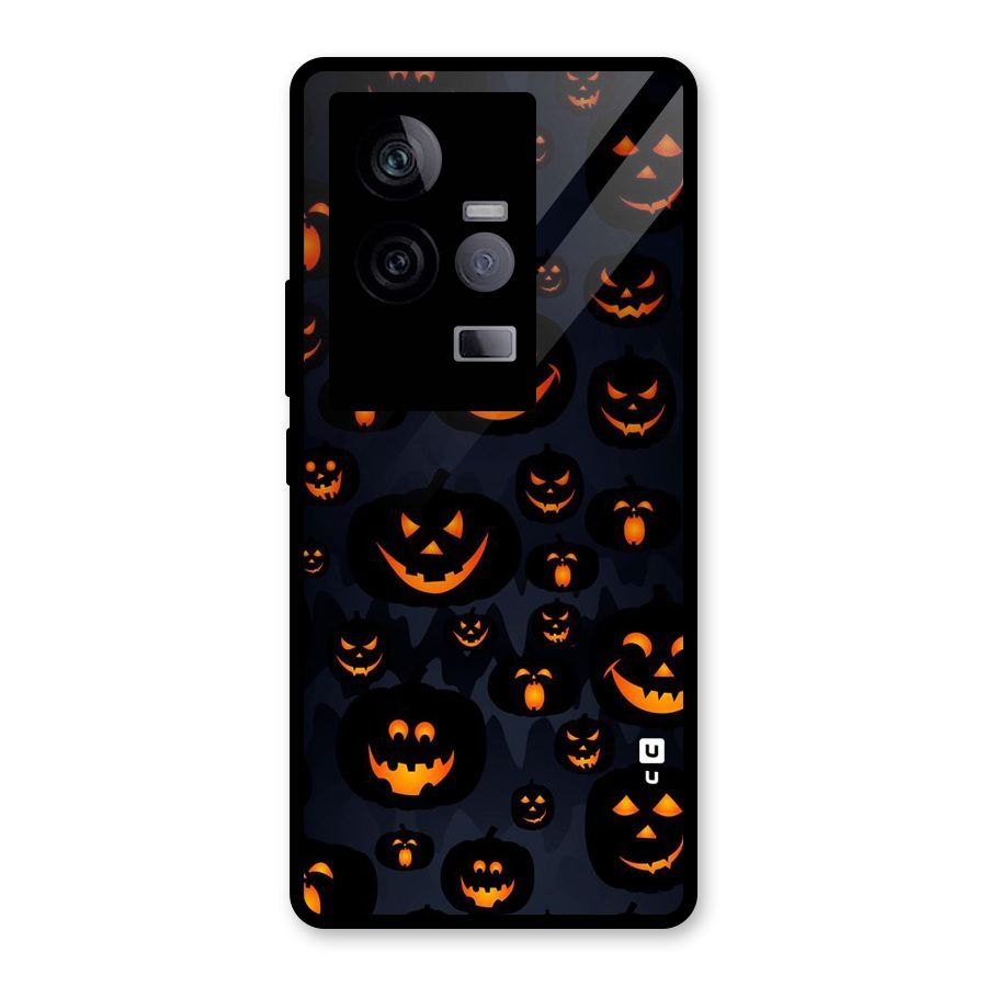 Pumpkin Smile Pattern Glass Back Case for Vivo iQOO 11 5G