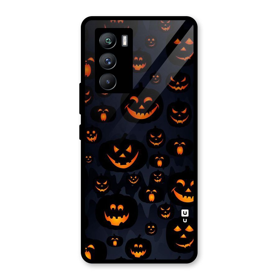 Pumpkin Smile Pattern Glass Back Case for Vivo iQOO 9 SE