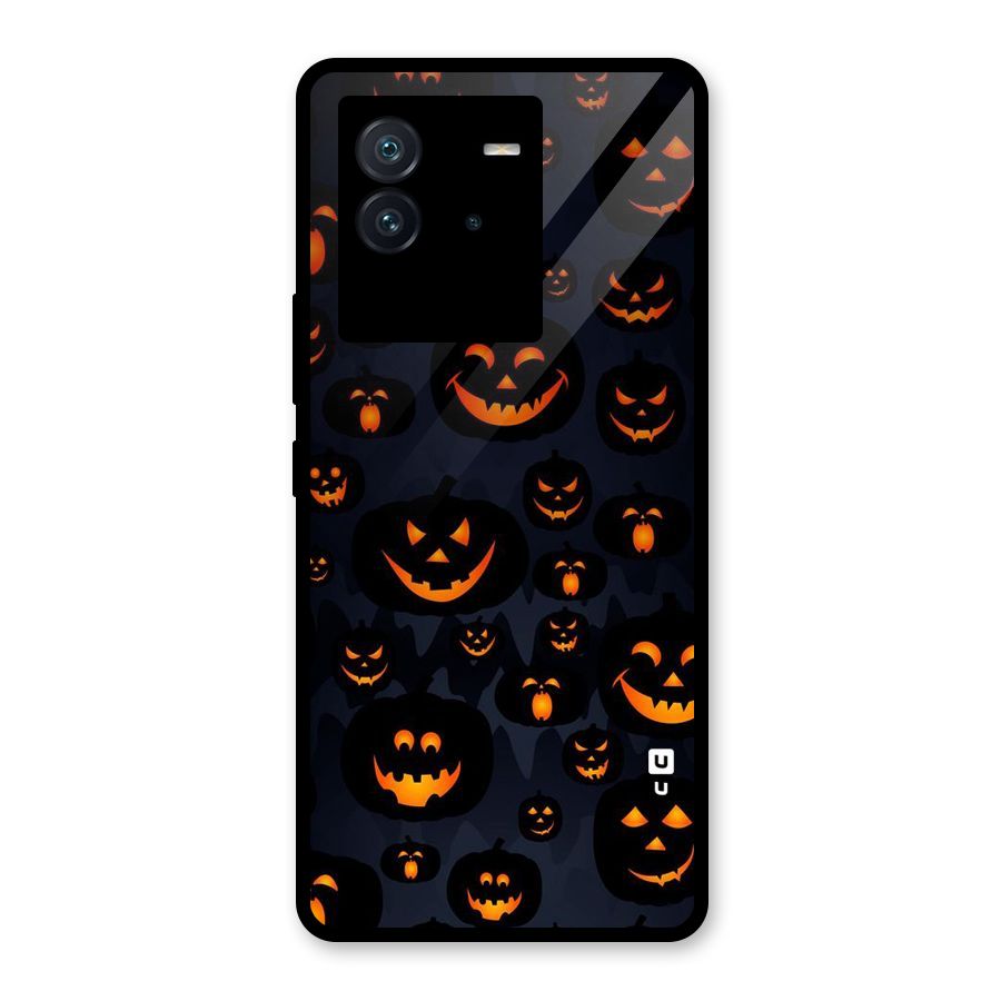 Pumpkin Smile Pattern Glass Back Case for Vivo iQOO Neo 6 5G