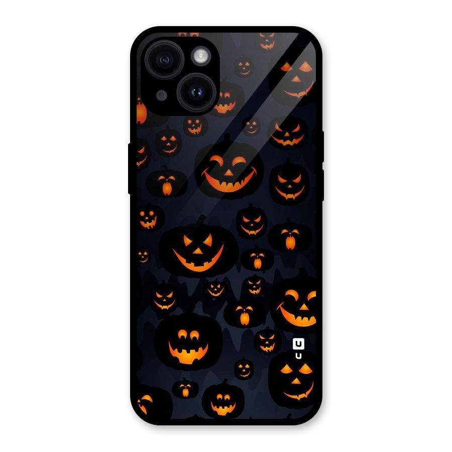 Pumpkin Smile Pattern Glass Back Case for iPhone 14