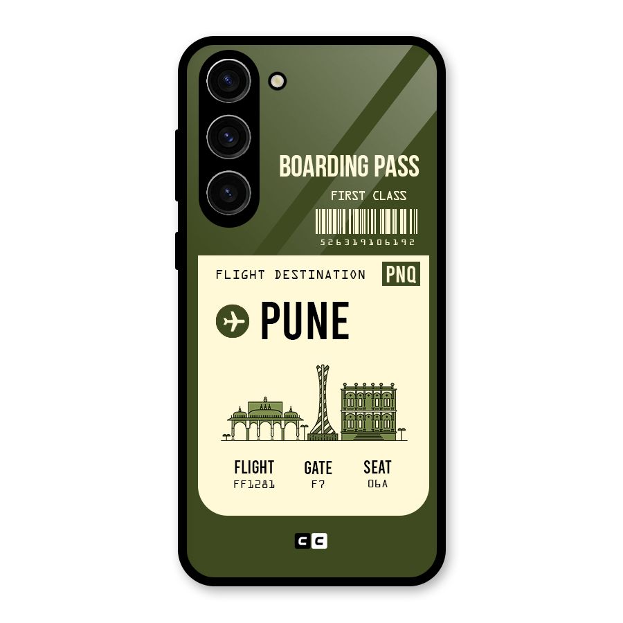 Pune Boarding Pass Glass Back Case for Galaxy S23 Plus