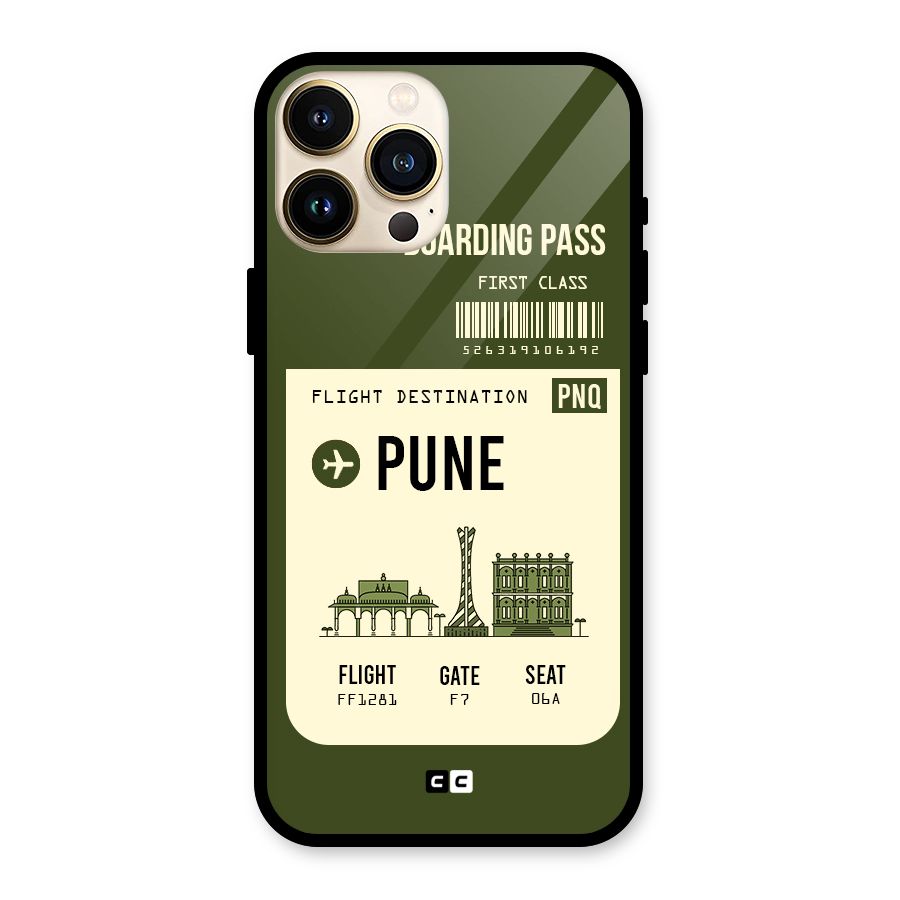 Pune Boarding Pass Glass Back Case for iPhone 13 Pro Max
