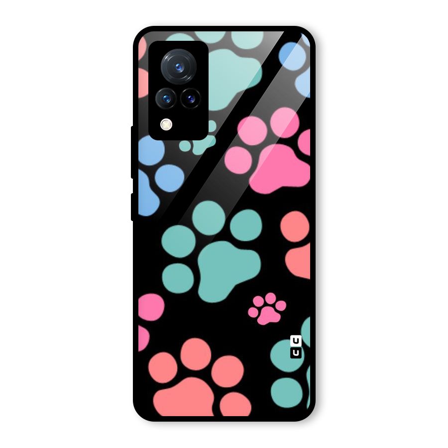 Puppy Paws Glass Back Case for Vivo V21 5G