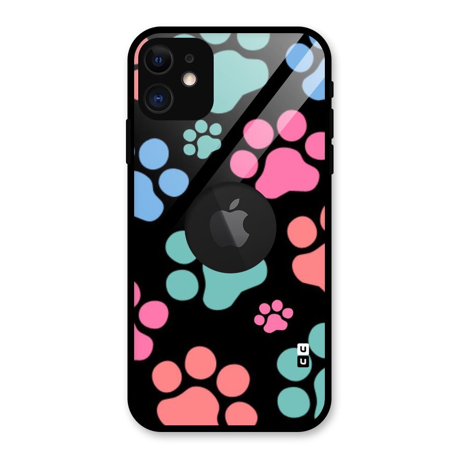 Puppy Paws Glass Back Case for iPhone 11 Logo Cut