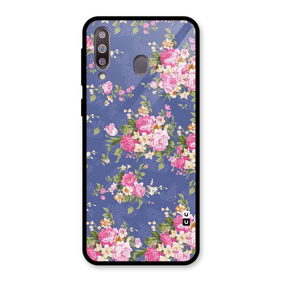 Purple Pink Floral Glass Back Case for Galaxy M30