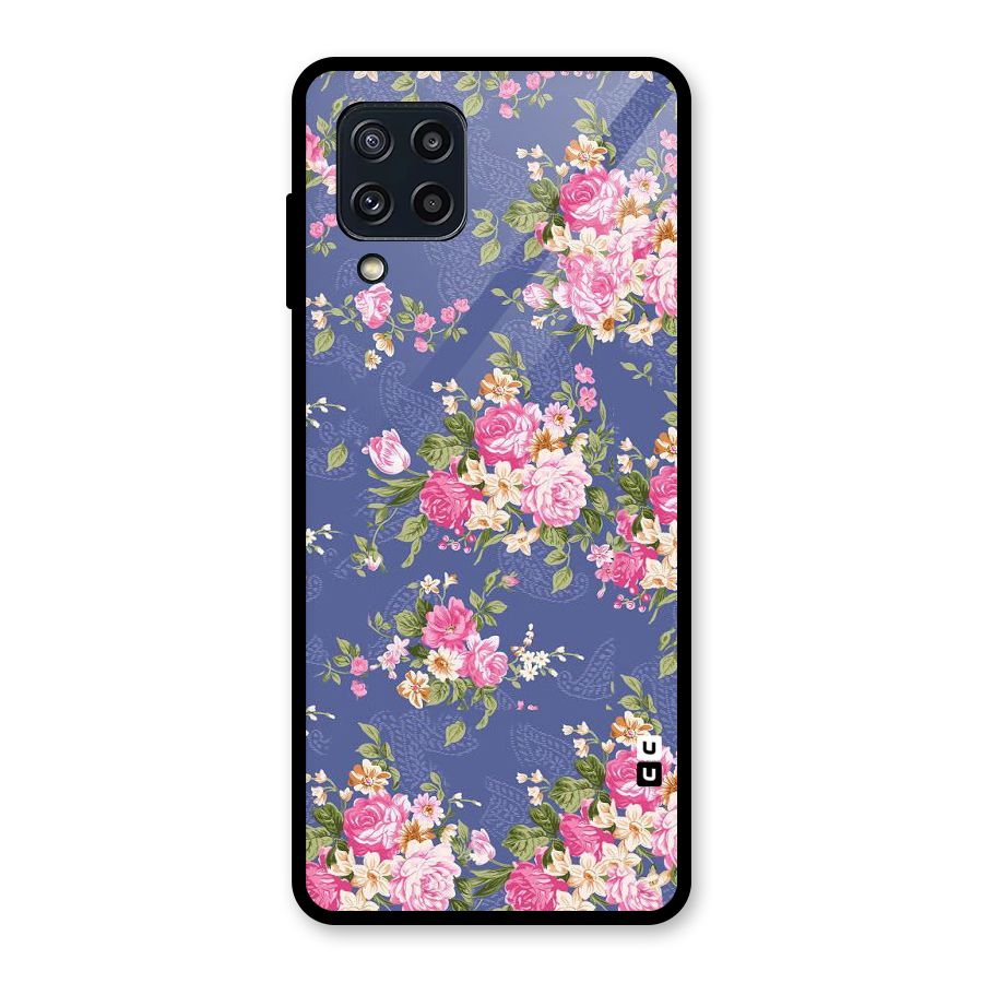 Purple Pink Floral Glass Back Case for Galaxy M32