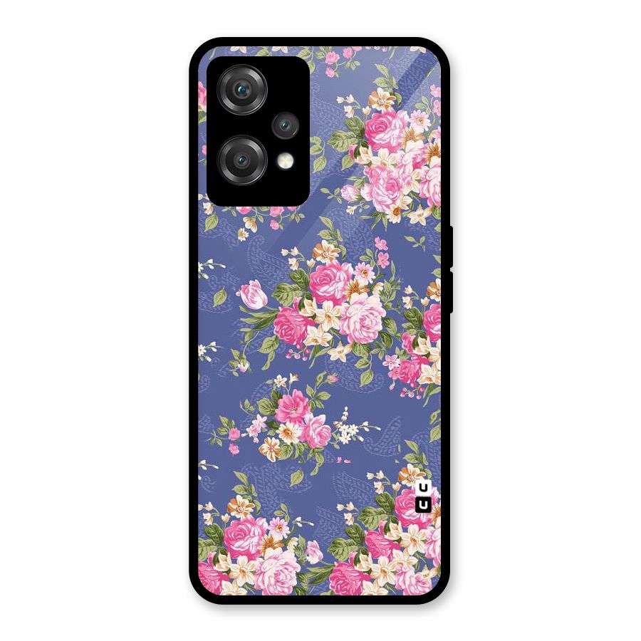 Purple Pink Floral Glass Back Case for OnePlus Nord CE 2 Lite 5G