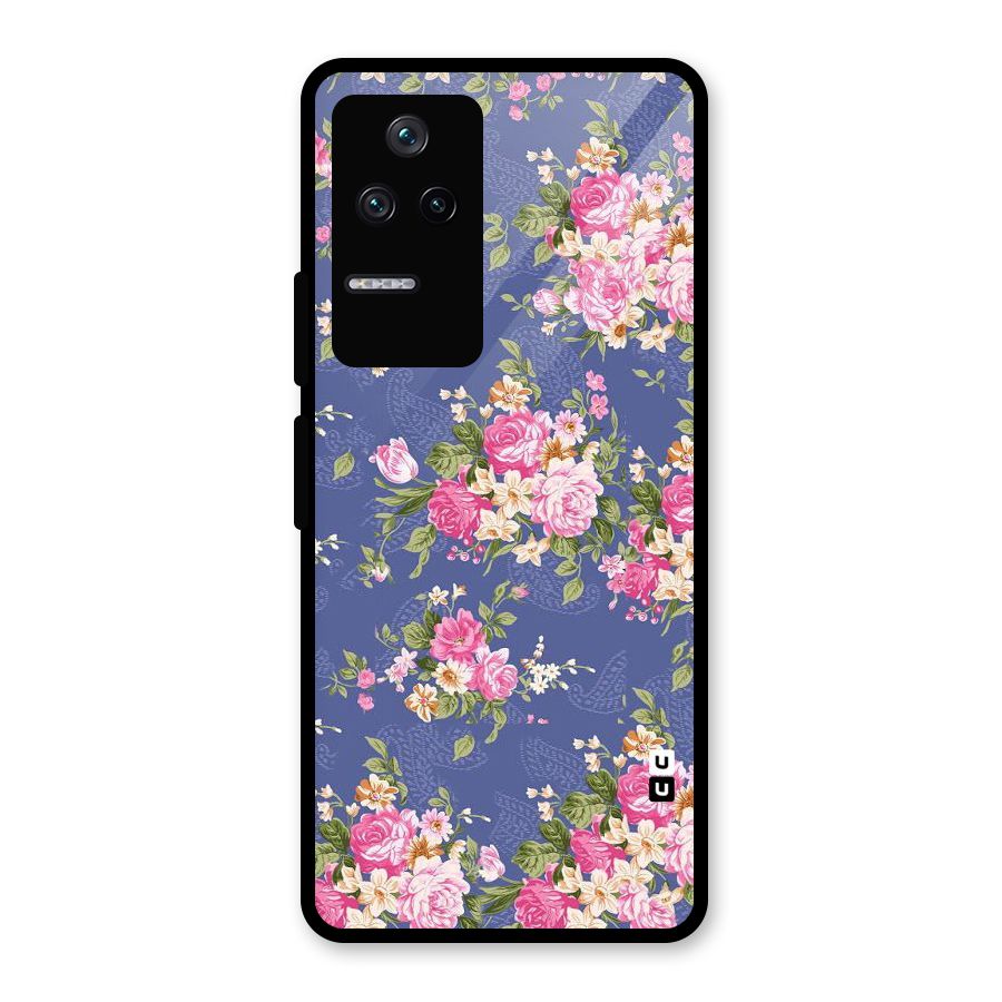 Purple Pink Floral Glass Back Case for Poco F4 5G