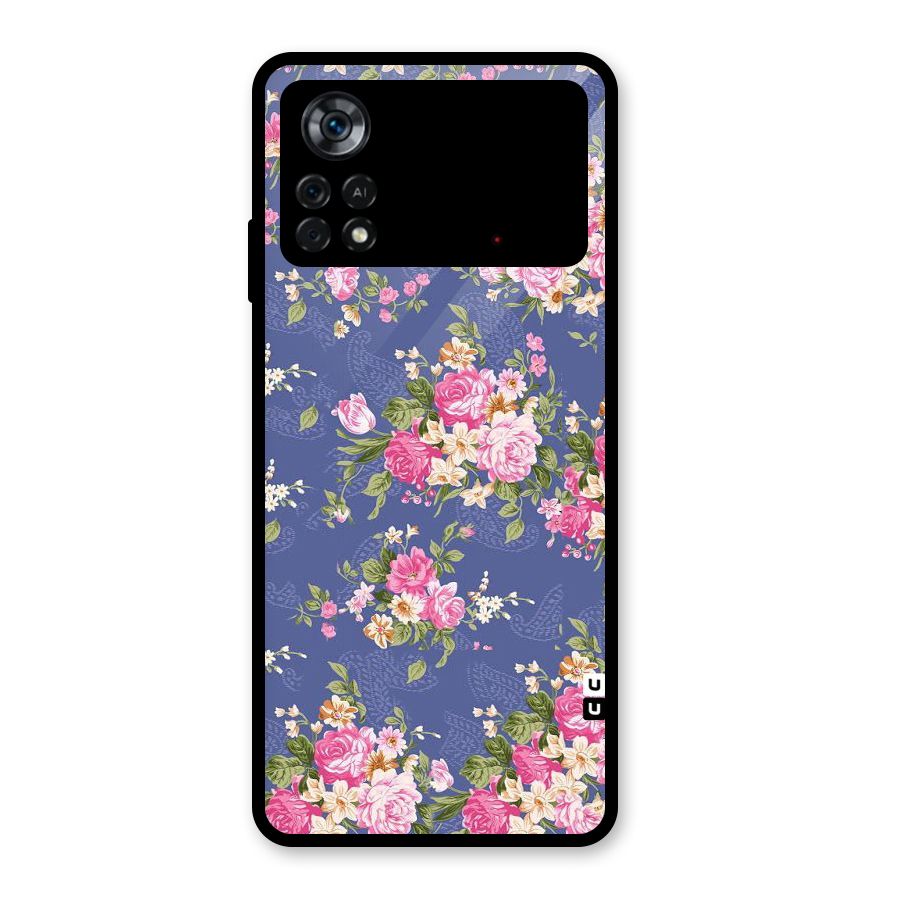 Purple Pink Floral Glass Back Case for Poco X4 Pro 5G