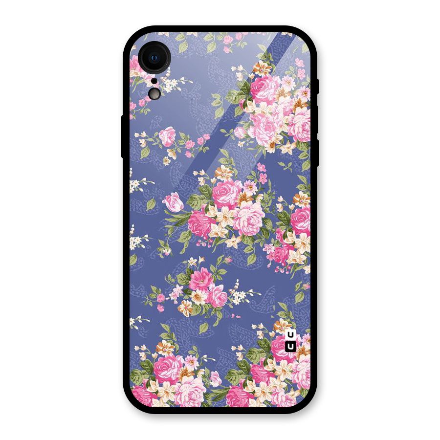 Purple Pink Floral Glass Back Case for XR