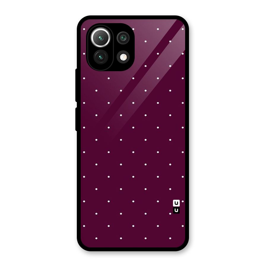 Purple Polka Glass Back Case for Mi 11 Lite