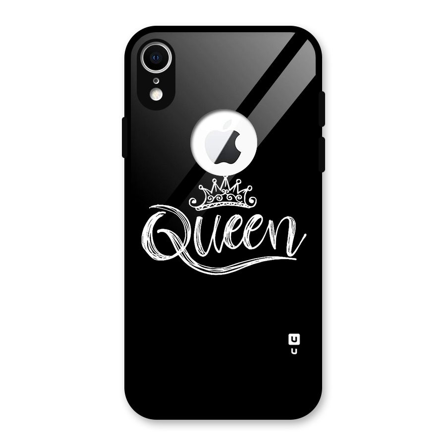 Queen Crown Glass Back Case for iPhone XR Logo Cut