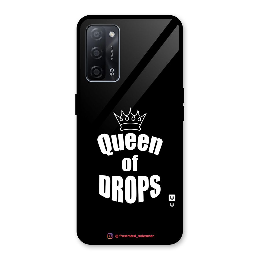 Queen of Drops Black Glass Back Case for Oppo A53s 5G