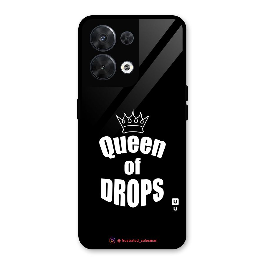 Queen of Drops Black Glass Back Case for Oppo Reno8 5G
