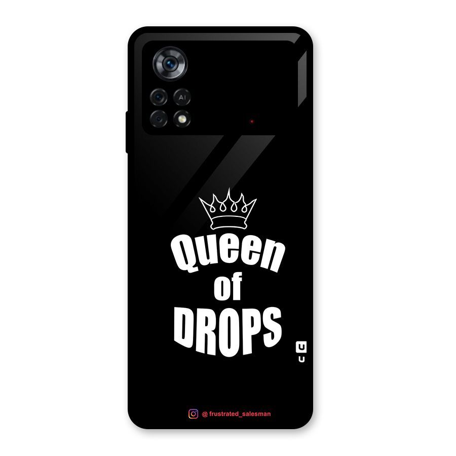Queen of Drops Black Glass Back Case for Poco X4 Pro 5G