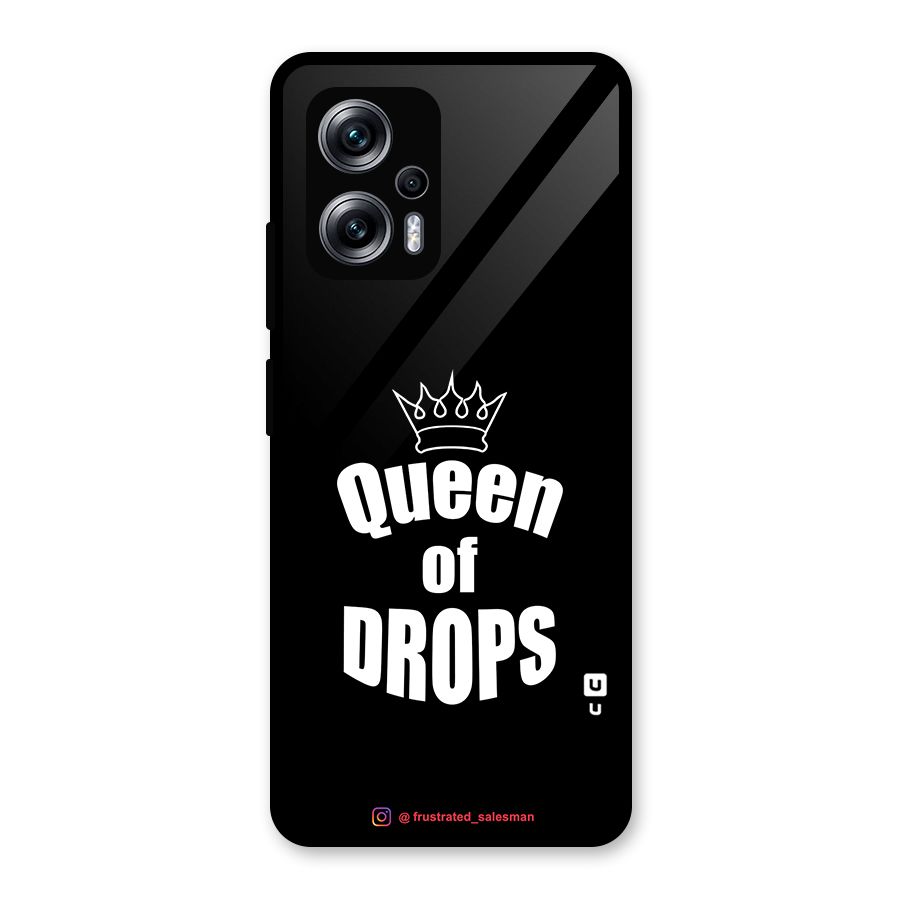 Queen of Drops Black Glass Back Case for Redmi K50i