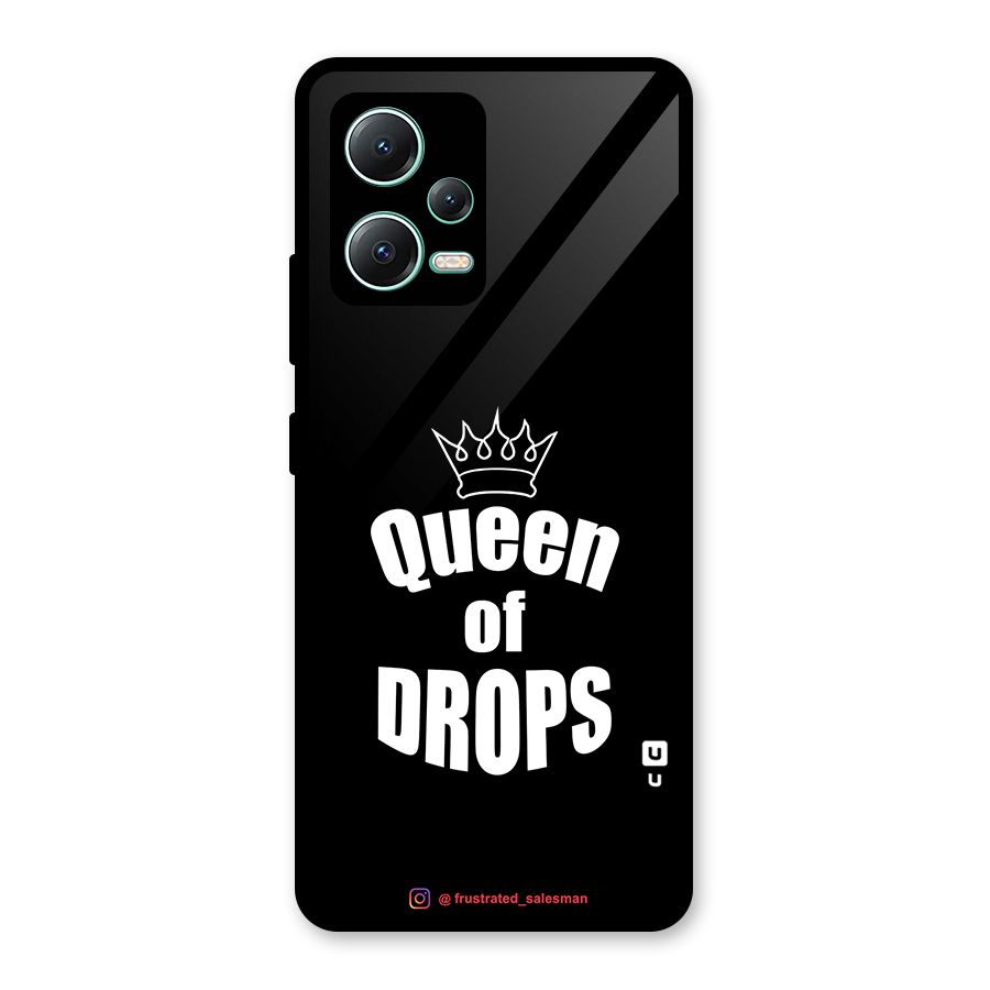 Queen of Drops Black Glass Back Case for Redmi Note 12 5G