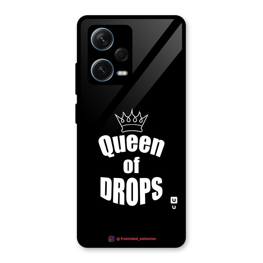 Queen of Drops Black Glass Back Case for Redmi Note 12 Pro Plus 5G