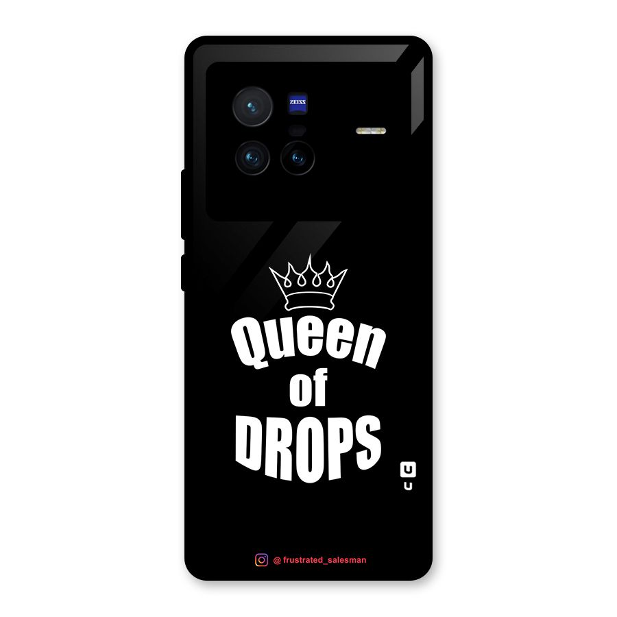 Queen of Drops Black Glass Back Case for Vivo X80