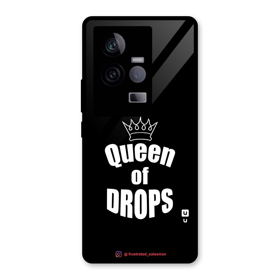 Queen of Drops Black Glass Back Case for Vivo iQOO 11 5G