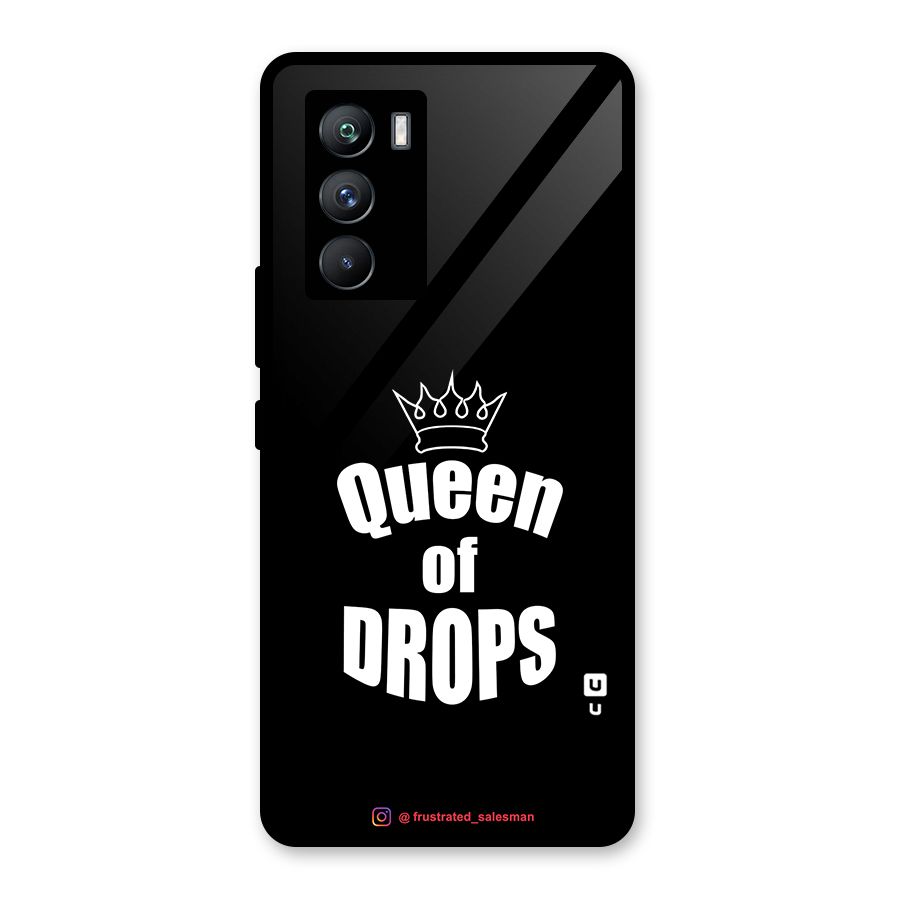 Queen of Drops Black Glass Back Case for Vivo iQOO 9 SE
