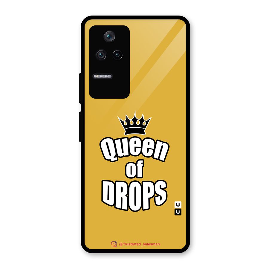 Queen of Drops Mustard Yellow Glass Back Case for Poco F4 5G