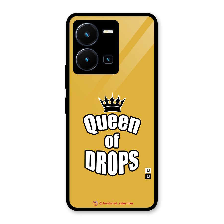 Queen of Drops Mustard Yellow Glass Back Case for Vivo Y35