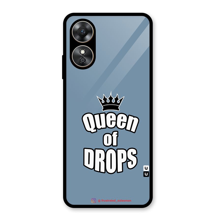 Queen of Drops SteelBlue Glass Back Case for Oppo A17