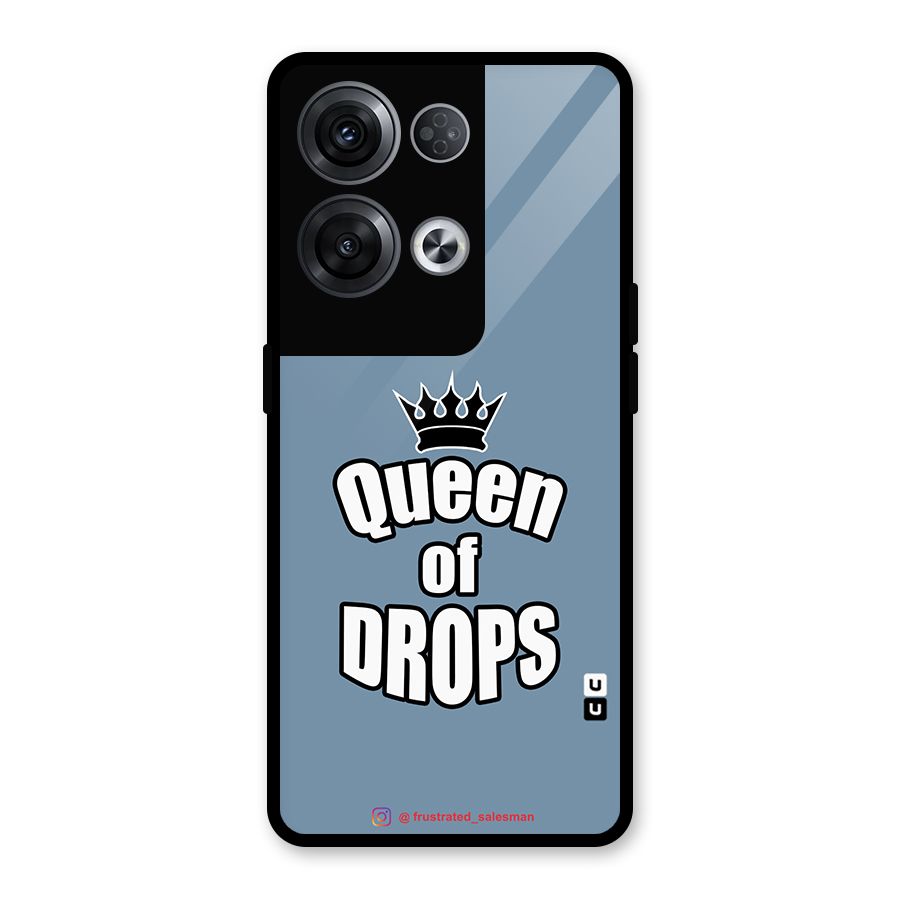 Queen of Drops SteelBlue Glass Back Case for Oppo Reno8 Pro 5G