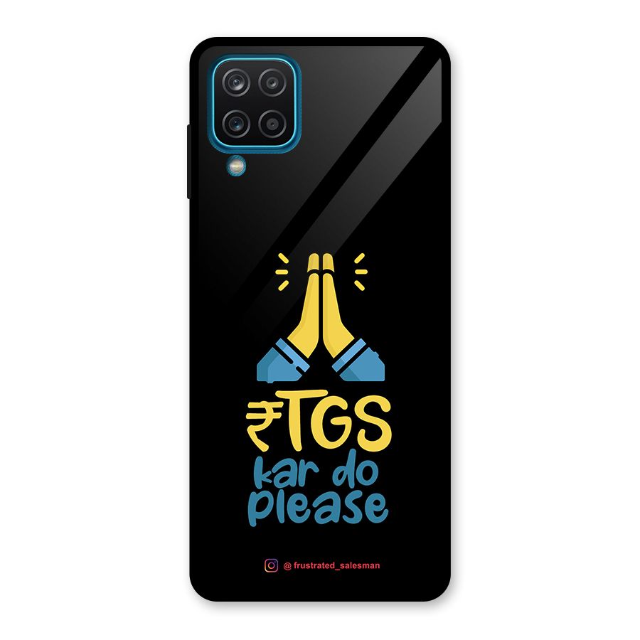 RTGS Kar Do Please Black Glass Back Case for Galaxy A12