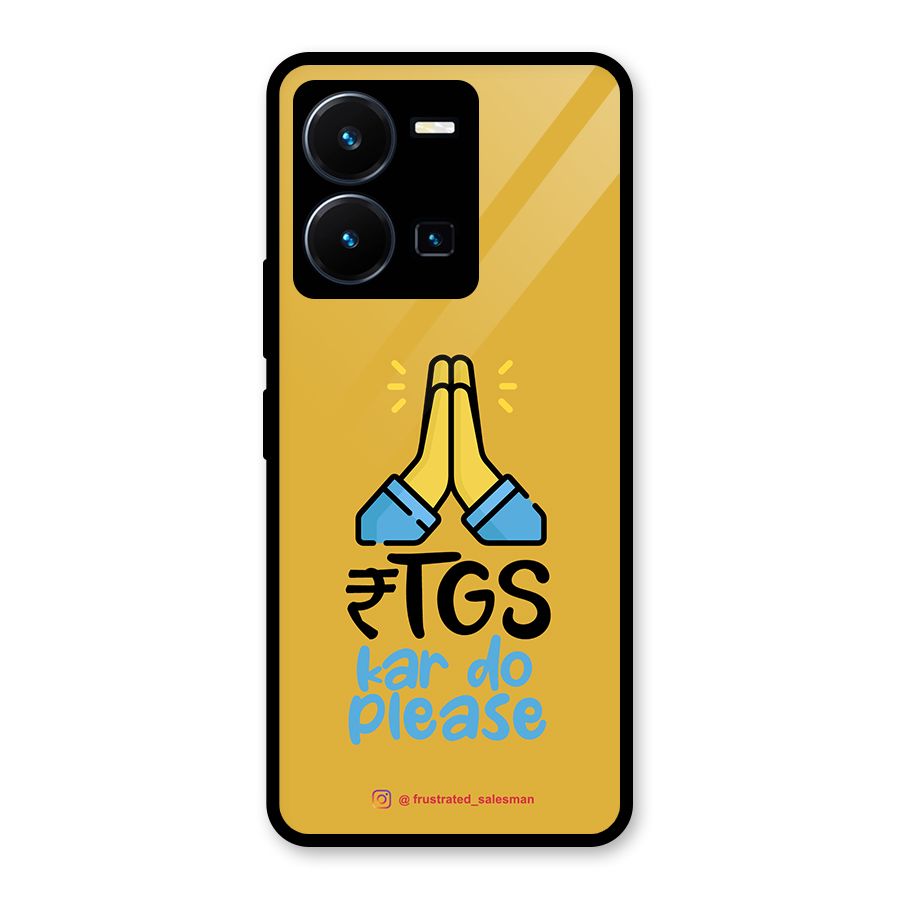 RTGS Kar Do Please Mustard Yellow Glass Back Case for Vivo Y35