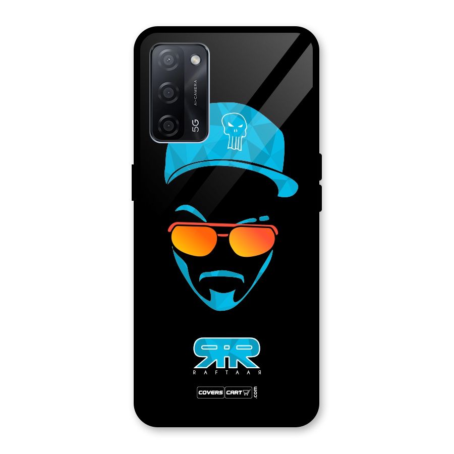Raftaar Black and Blue Glass Back Case for Oppo A53s 5G