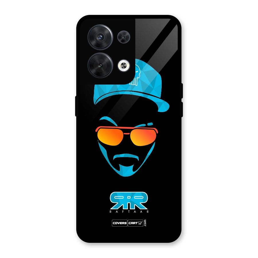 Raftaar Black and Blue Glass Back Case for Oppo Reno8 5G