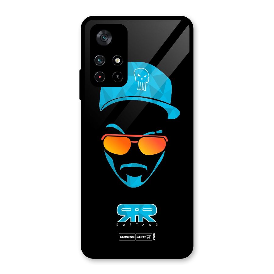 Raftaar Black and Blue Glass Back Case for Poco M4 Pro 5G