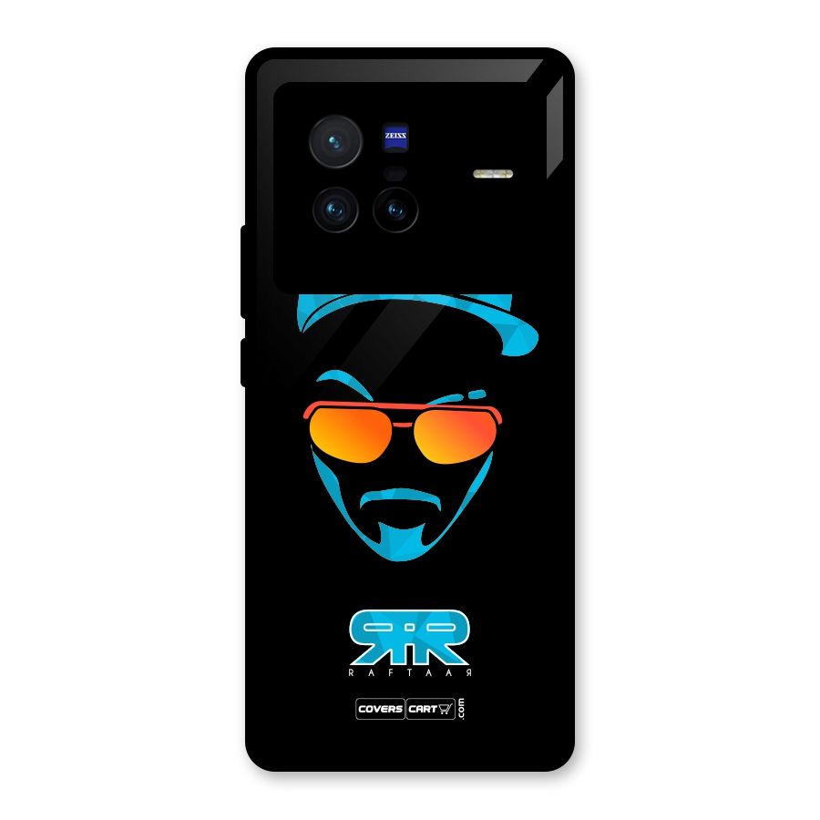 Raftaar Black and Blue Glass Back Case for Vivo X80