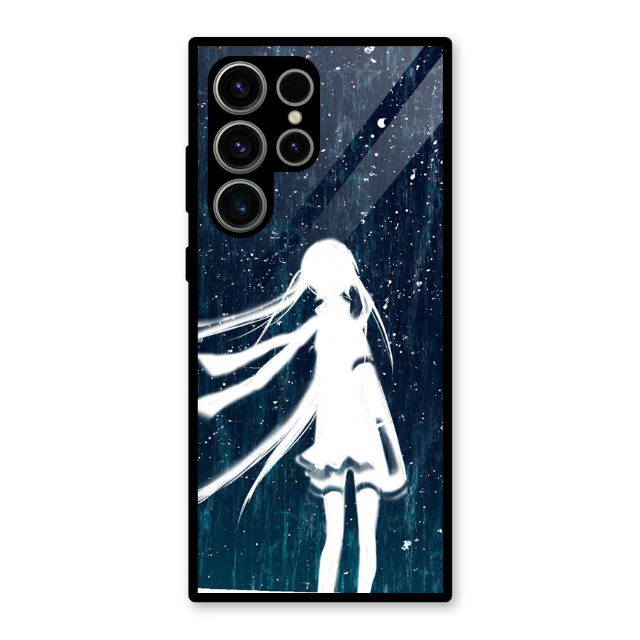 Rain White Girl Glass Back Case for Galaxy S23 Ultra