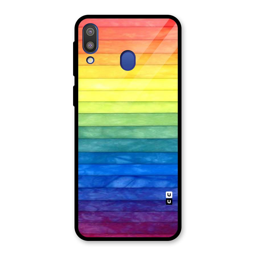 Rainbow Colors Stripes Glass Back Case for Galaxy M20