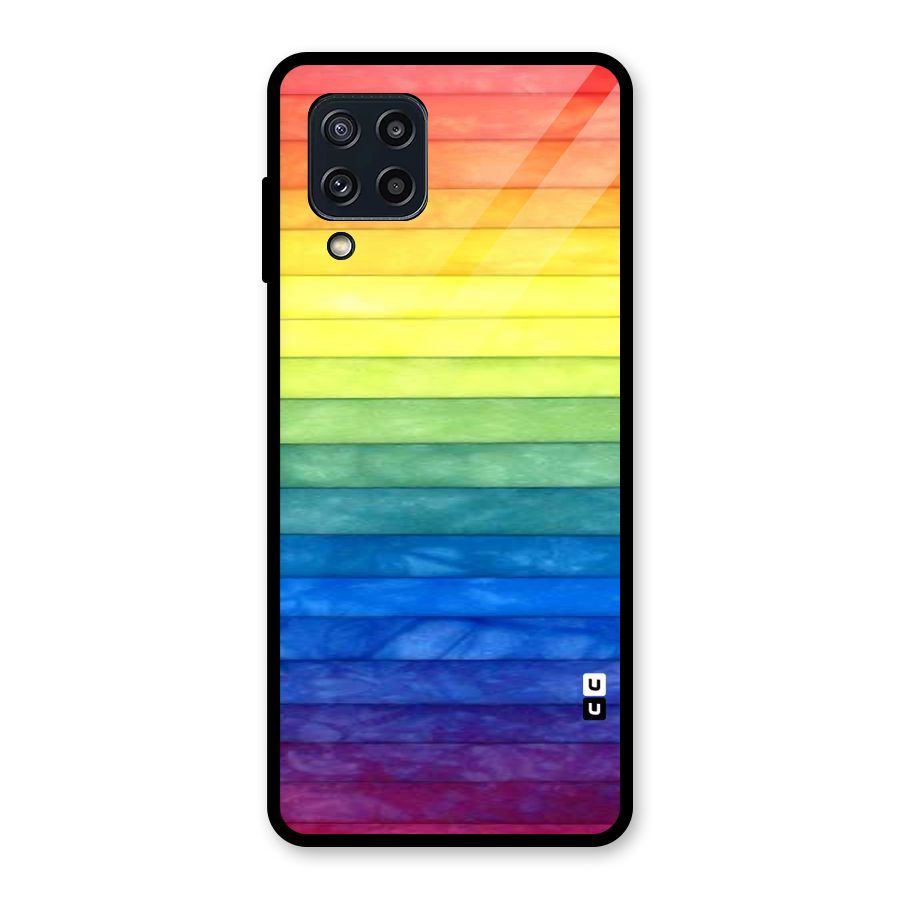 Rainbow Colors Stripes Glass Back Case for Galaxy M32