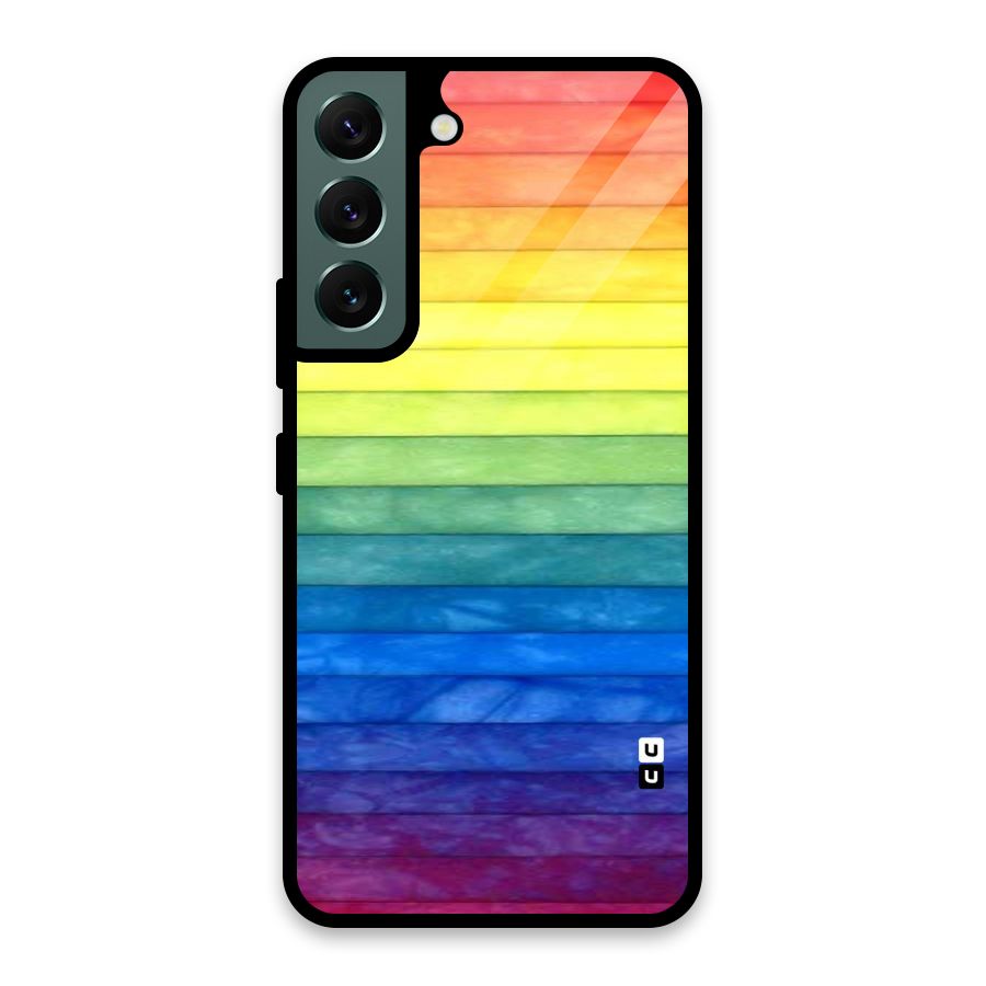 Rainbow Colors Stripes Glass Back Case for Galaxy S22 5G