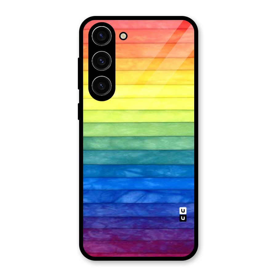 Rainbow Colors Stripes Glass Back Case for Galaxy S23 Plus
