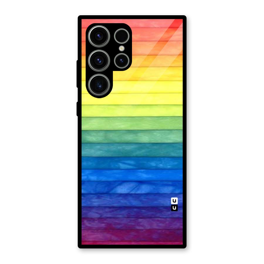 Rainbow Colors Stripes Glass Back Case for Galaxy S23 Ultra