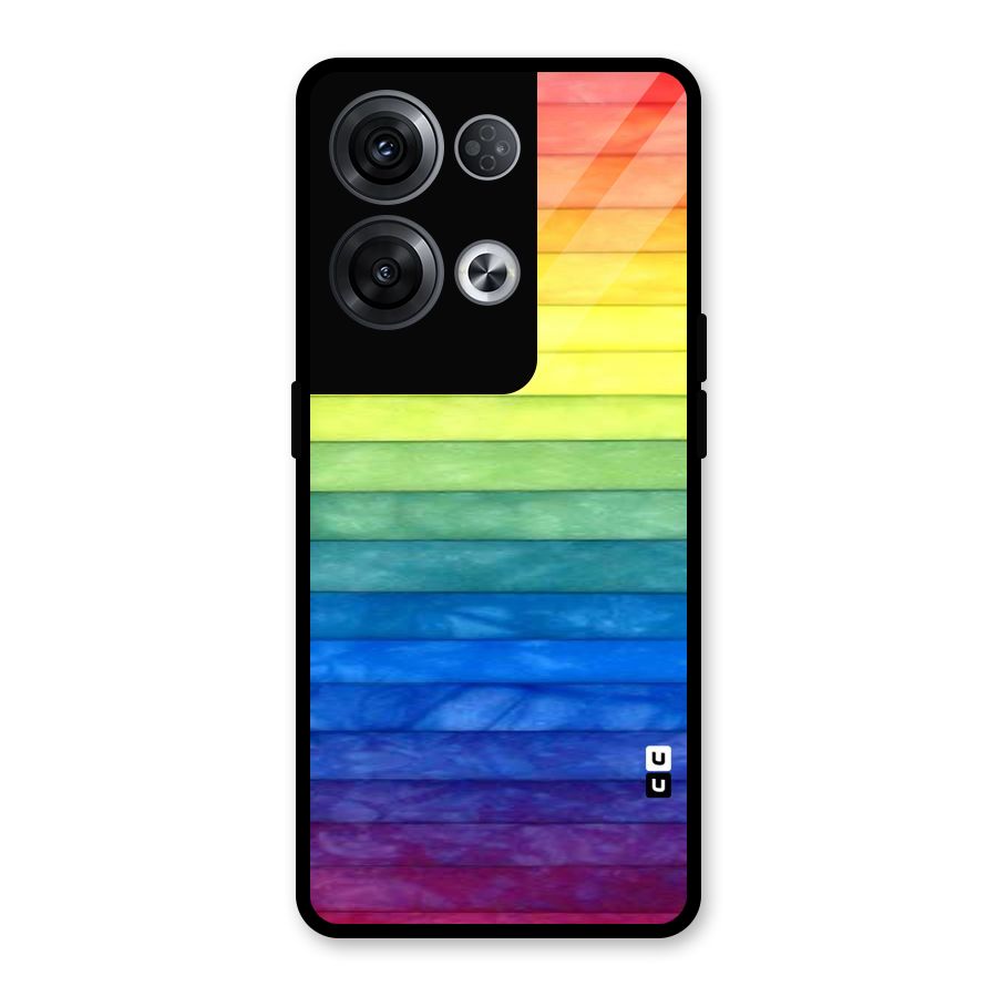Rainbow Colors Stripes Glass Back Case for Oppo Reno8 Pro 5G